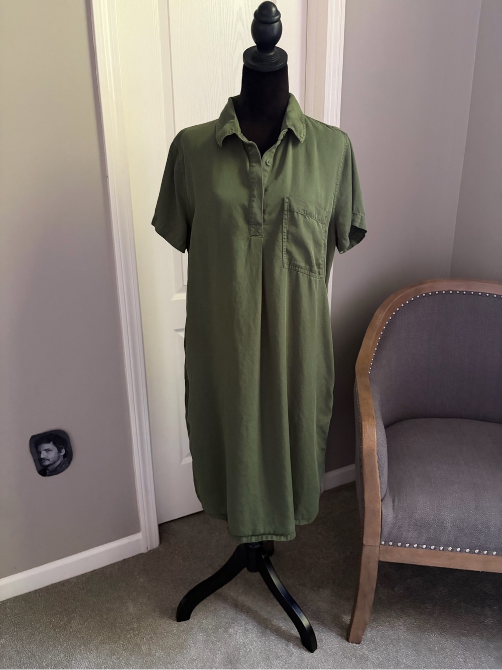 GAP Olive Green Midi Shirt Dress